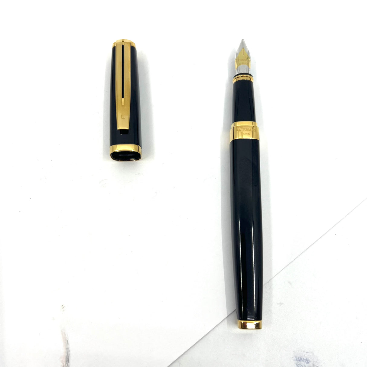 Waterman Oversized Exception Black Fountain Pen - 4-Sided Body - Stub 18K Nib