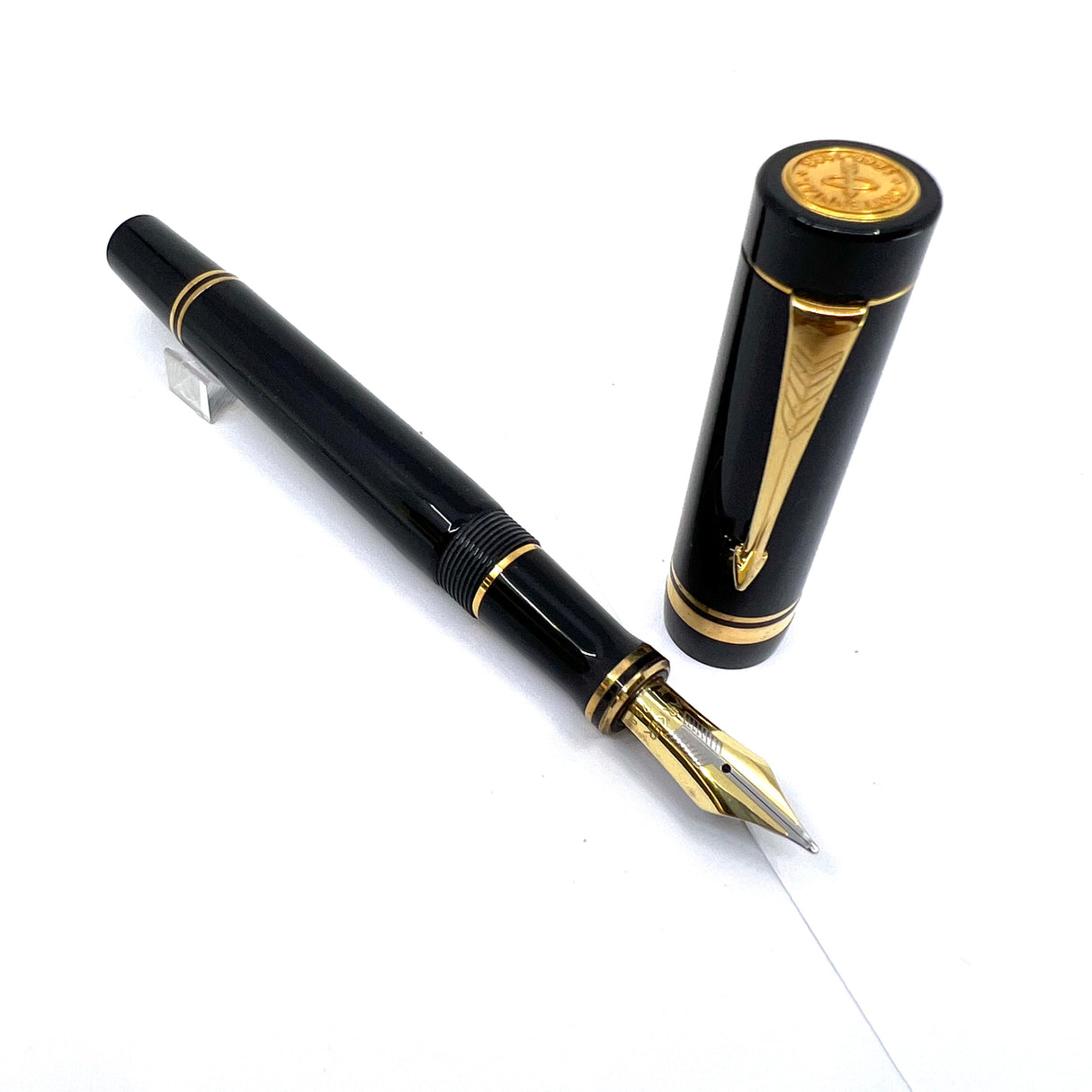 Parker Black Duofold 1888-1988 Centennial Collector Edition - First Year Parker Cap Top Medallion - Medium 18kt Gold Nib