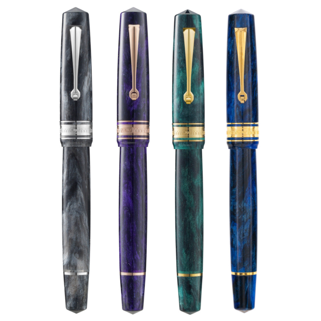 OMAS Bologna Fountain Pen Azzurro Diamante (Diamond Blue) Gold Trim