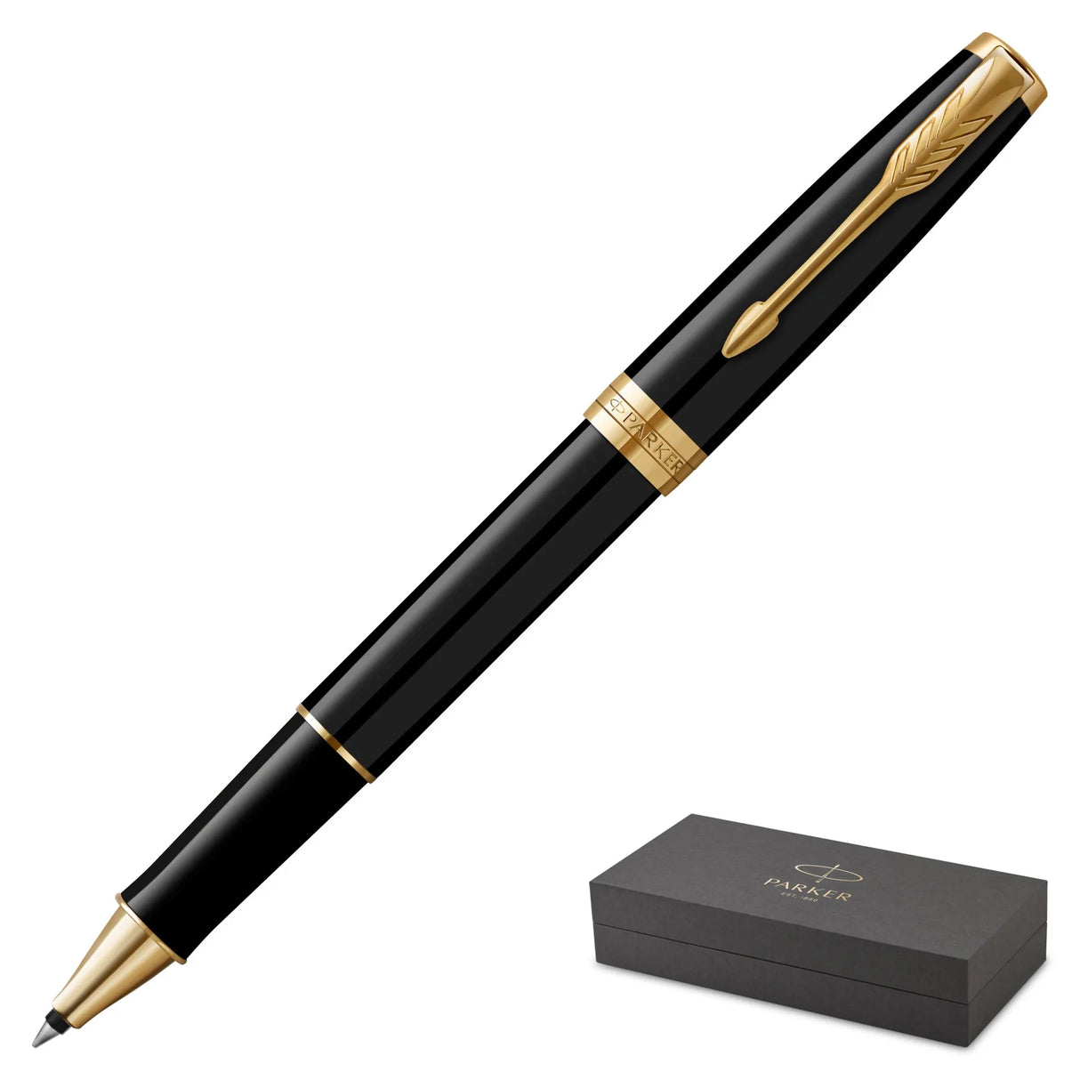 Parker Sonnet Black Gold Trim Rollerball Pen