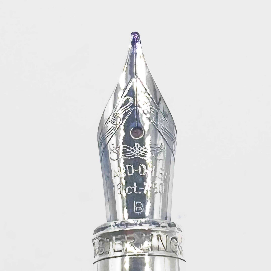 Yard-o-Led Standard Victorian Sterling Silver Fountain Pen - Broad 18kt Gold Nib