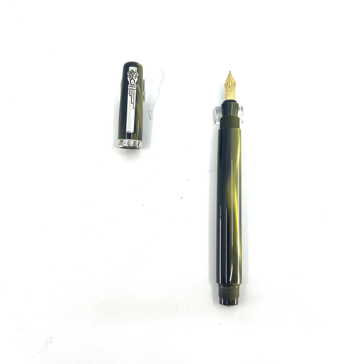 Marlen (Italy) Lustrous Olive Fountain Pen - Medium 18kt Gold Nib