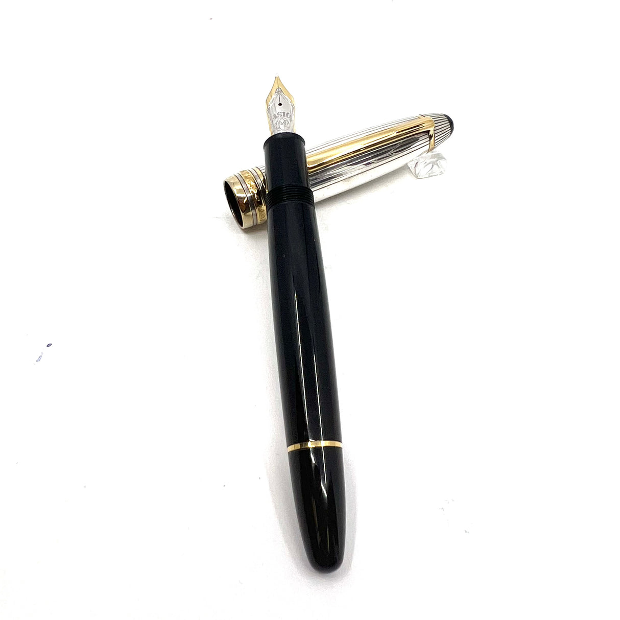 Montblanc Meisterstuck #146DS Doue Striped Sterling Silver Cap LeGrand Fountain Pen
