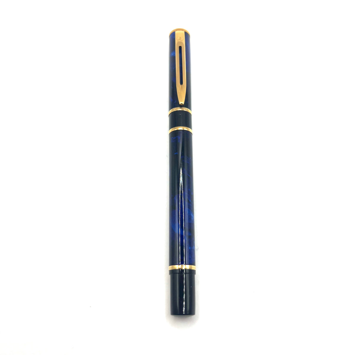Waterman Laureat Royal Blue/Black Marble Fountain Pen- Medium Gold-Plated Nib