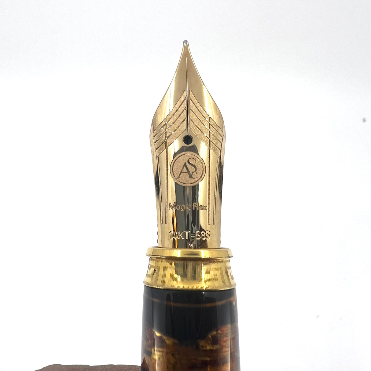 ASC - ARMANDO SIMONI CLUB Oversized Triangolo Black Lucens Celluloid Limited Edition 3-Sided Fountain Pen - Magic Flex Large #8 Size Medium 14kt Gold Nib