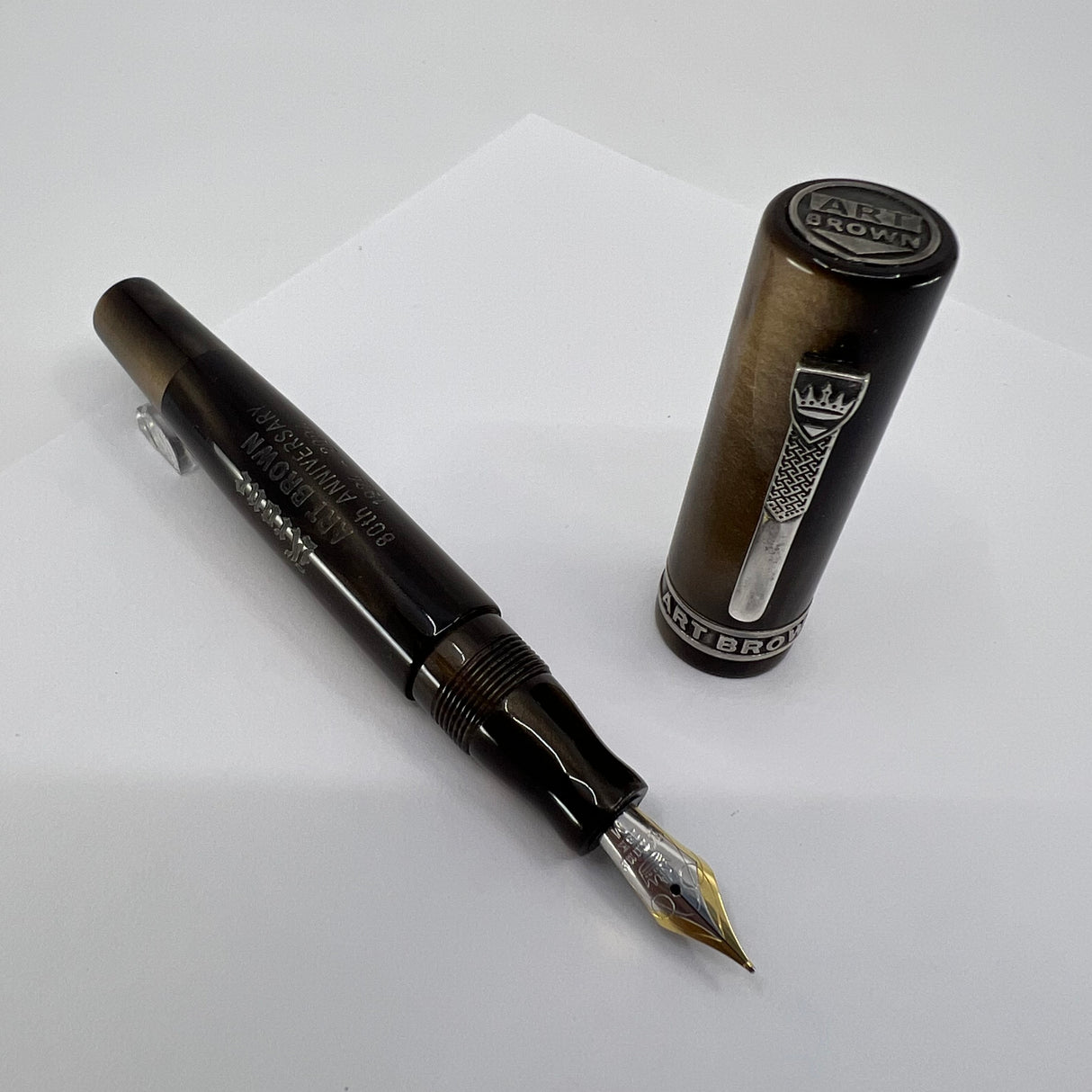 Krone Lustrous Brown Limited Edition Commemorating Iconic NYC Pen Shop Art Brown's 80th Anniversary - Medium 18kt Gold Nib