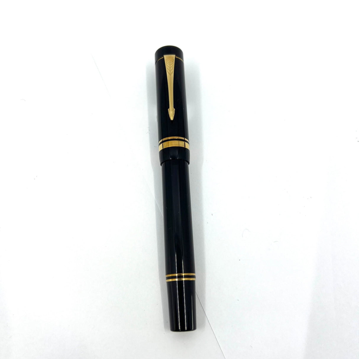 Parker Black Duofold 1888-1988 Centennial Collector Edition - First Year Parker Cap Top Medallion - Medium 18kt Gold Nib