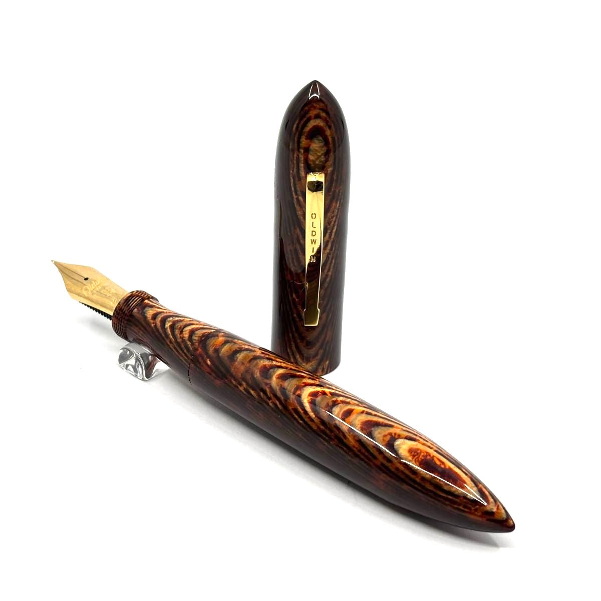 Oldwin (Paris) Torpedo Bronze Arco Spina (Fish Bone) Pattern Celluloid LE Fountain Pen