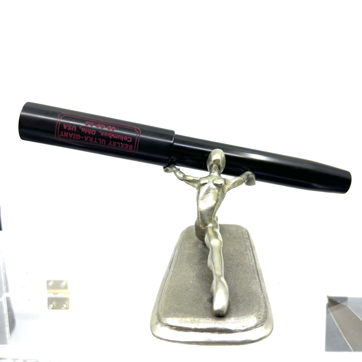 Bexley ULTRA GIANT Limited Edition Black Ebonite Fountain Pen with a Companion Orange Fountain Pen Hidden Inside - Oversized Medium 14kt Gold Nib - Number 00 of 25 that were sold to the Public