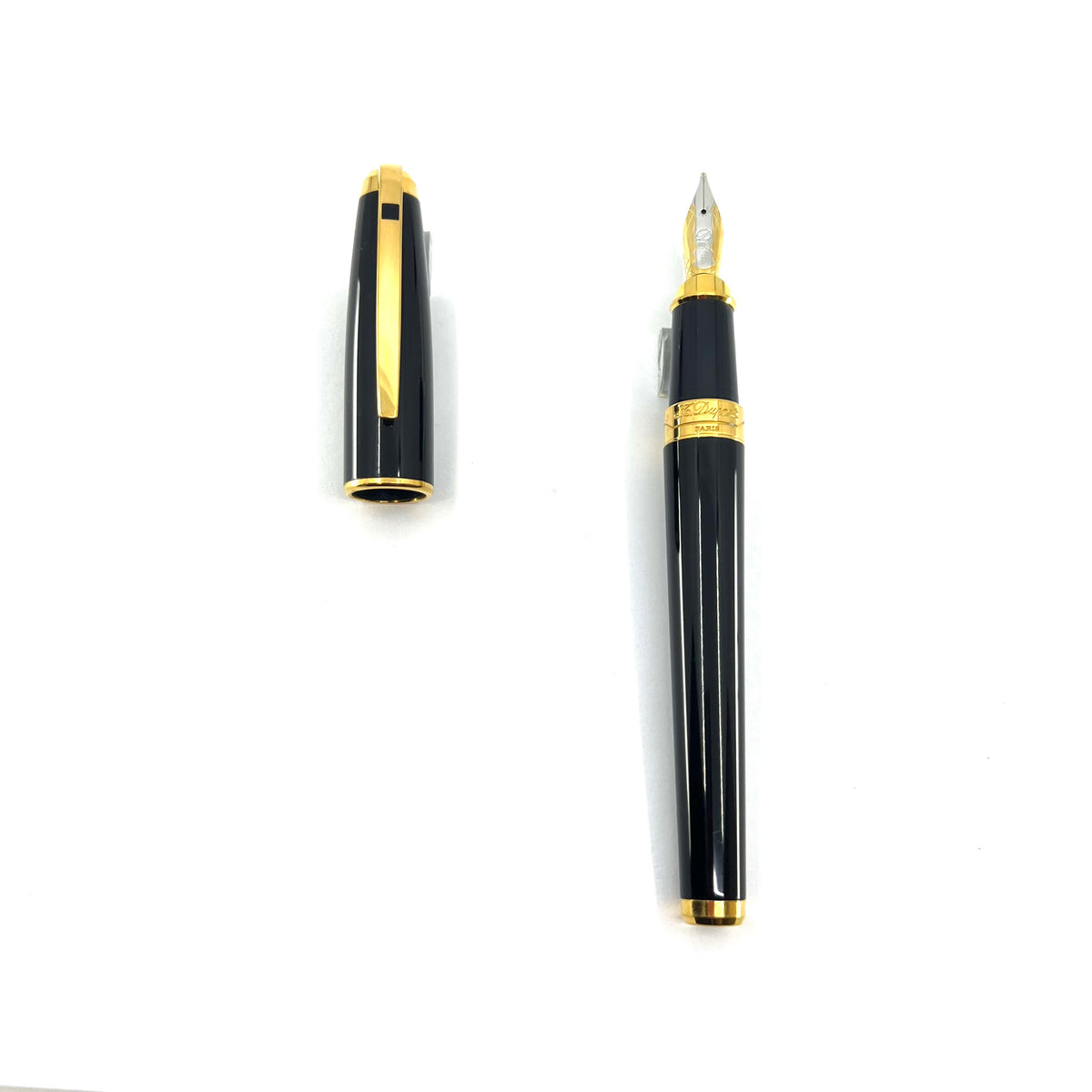 S. T. Dupont Largest Size Orpheo Black Laque de Chine Fountain Pen - Broad Stub 18kt Gold Nib