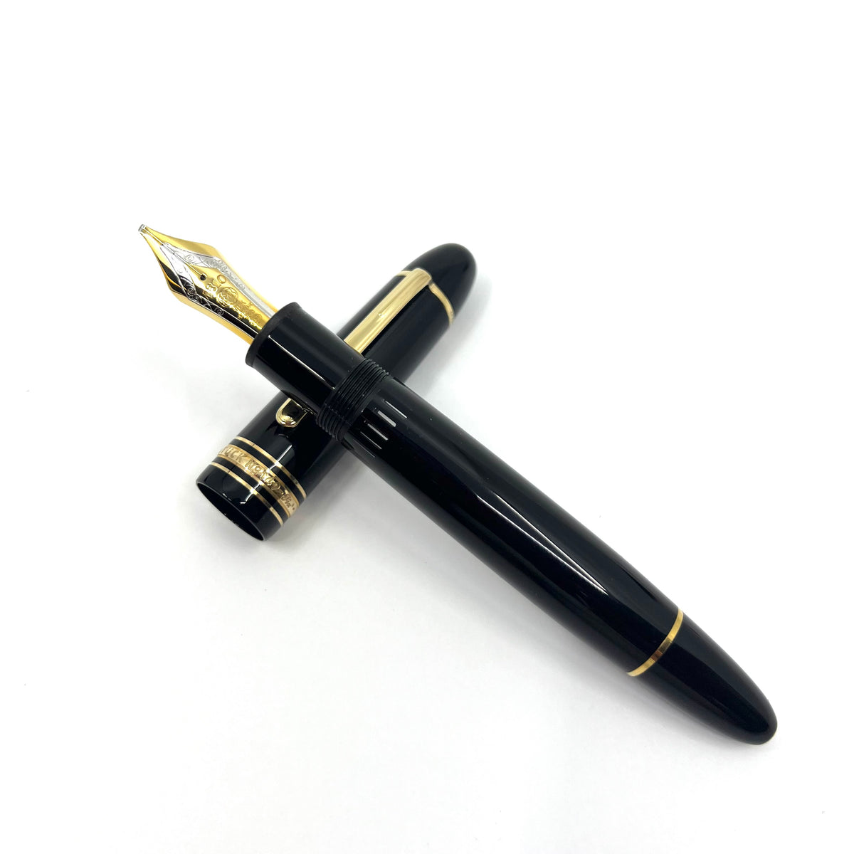 Montblanc Black Meisterstuck #149 Fountain Pen-Broad Oblique (Profile Of Left Foot) 18kt Gold Nib