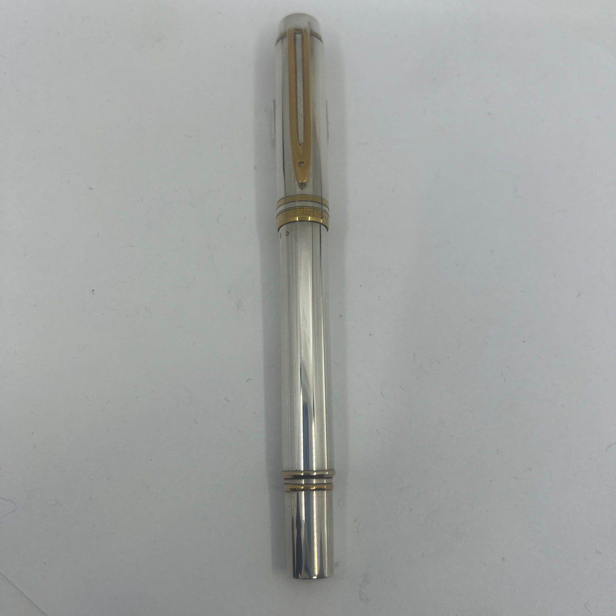 Waterman Man 100 Full Covered Sterling Silver Fountain Pen - Smooth Pattern - Fine 18kt Gold Nib - Scarce!