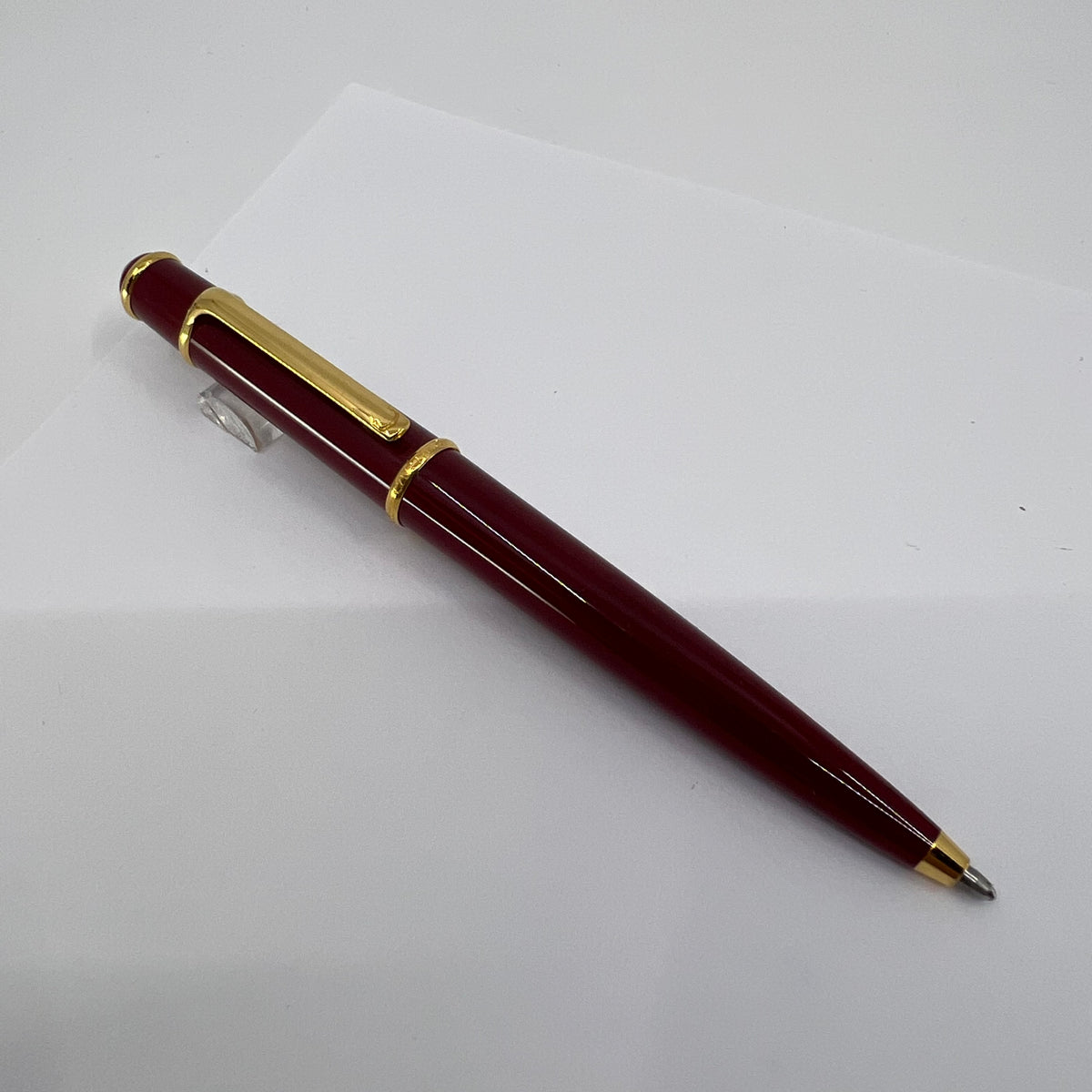Cartier Diabolo Bordeaux Red Ballpoint Pen - Gold-Plated Trim - Very Scarce in Bordeaux!