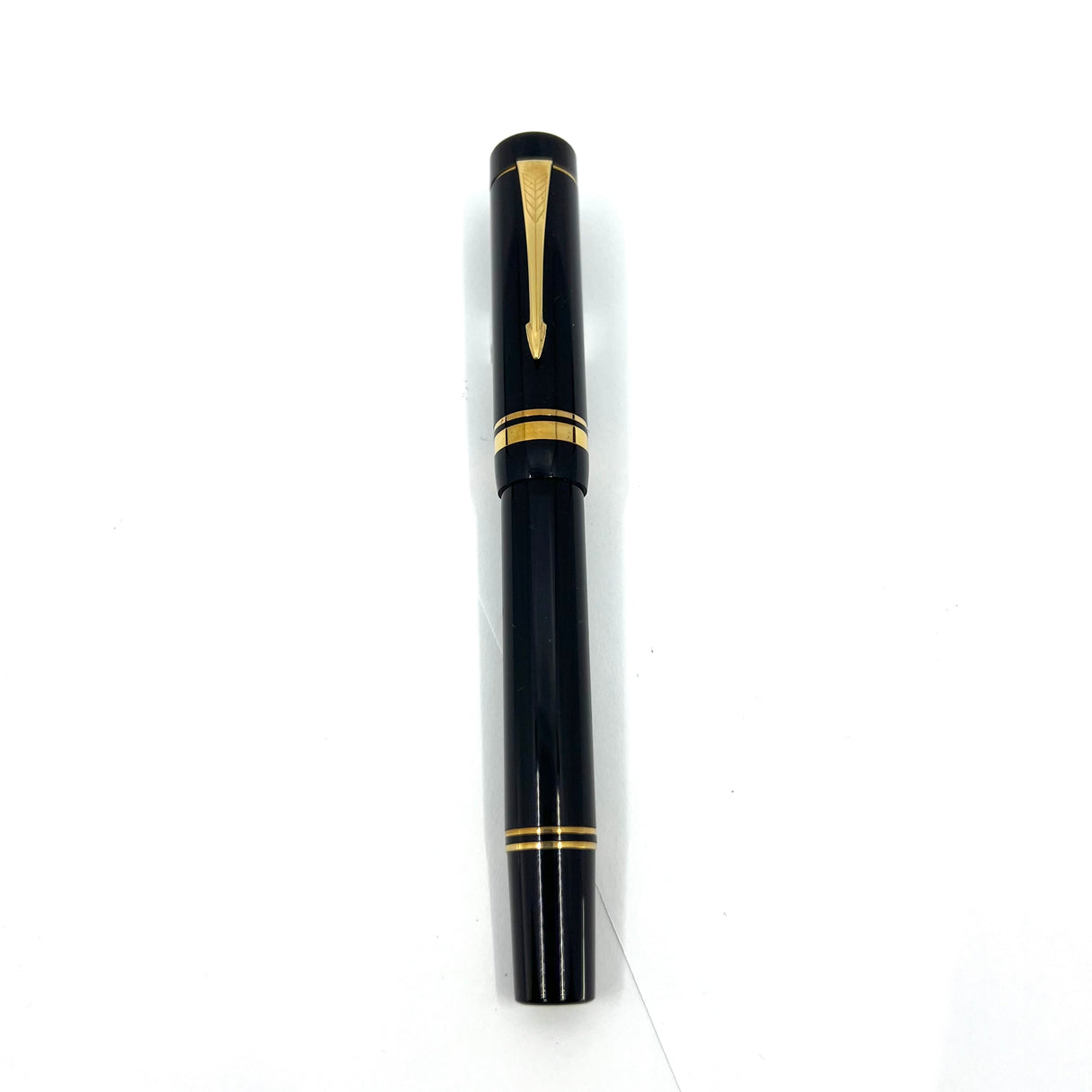 Parker Black Duofold 1888-1988 Centennial Collector Edition - First Year Parker Cap Top Medallion - Medium 18kt Gold Nib