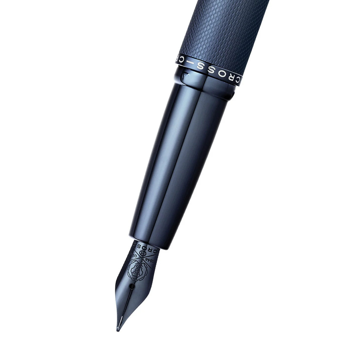Cross ATX® Sandblasted Dark Blue PVD Etched Diamond Pattern with Polished Dark Blue PVD Fountain Pen