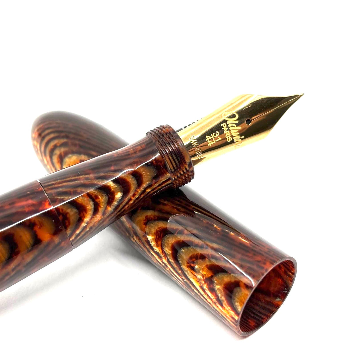 Oldwin (Paris) Torpedo Bronze Arco Spina (Fish Bone) Pattern Celluloid LE Fountain Pen