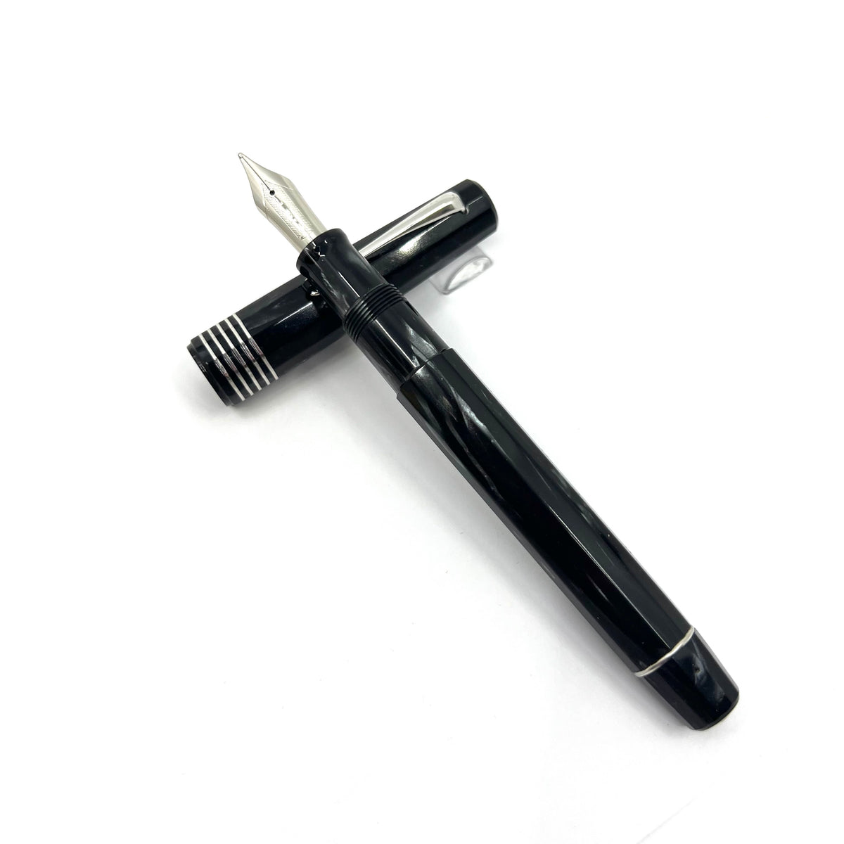OMAS Senior Paragon Gray Perla Celluloid Fountain Pen - Broad 18kt Gold Nib