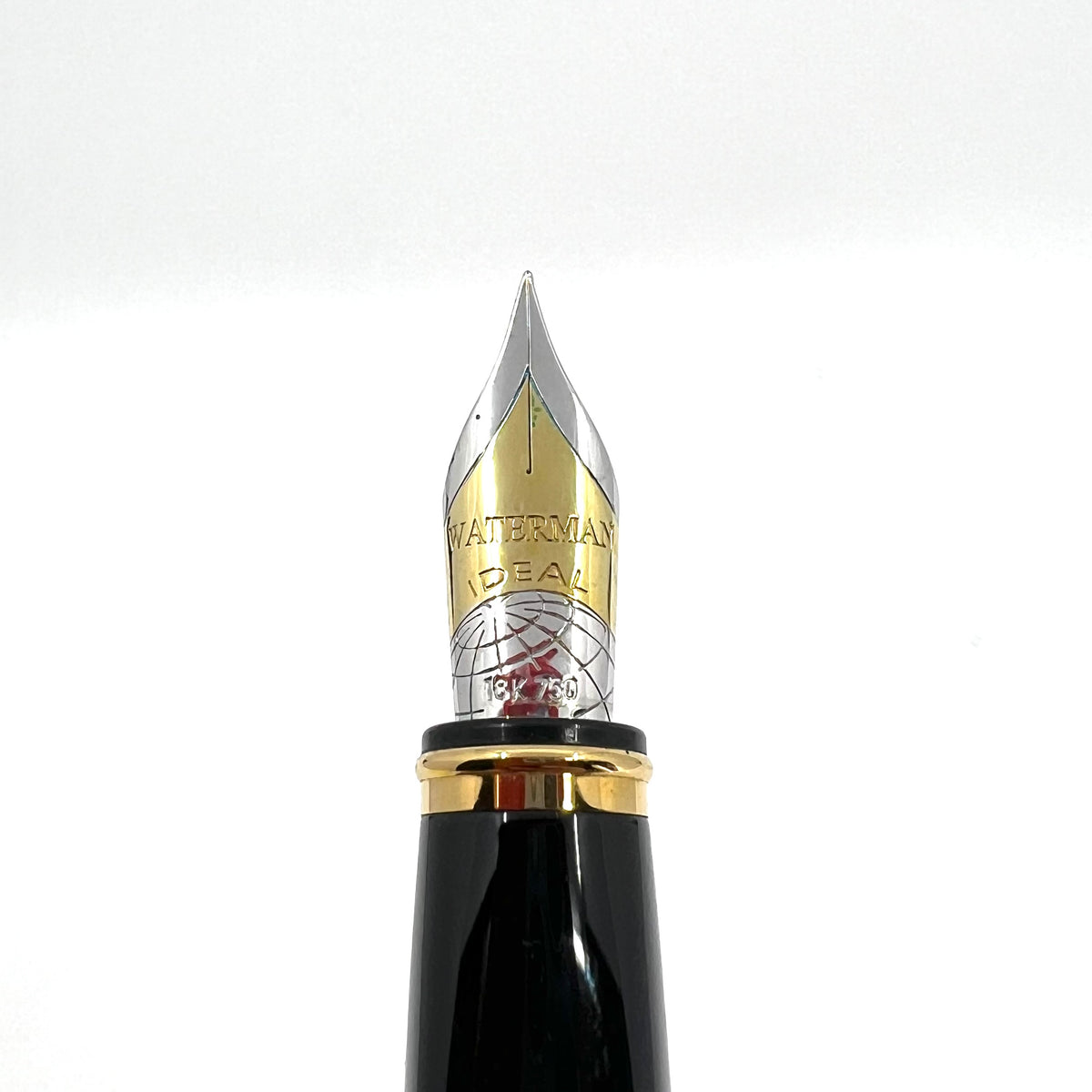 Waterman Oversized Exception Black Fountain Pen - 4-Sided Body with 2 Sides of Gold-Plated Stripes