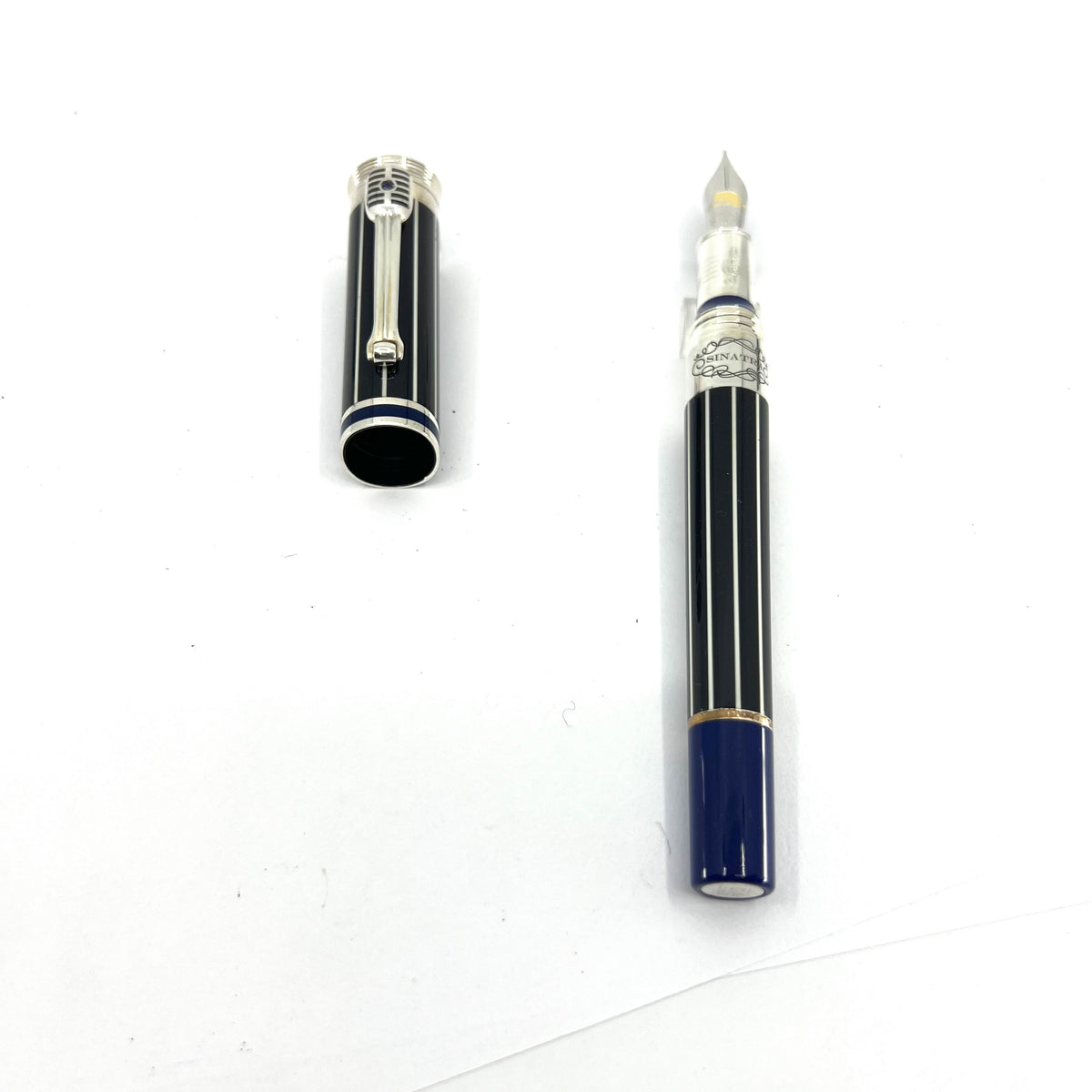 Montegrappa Frank Sinatra Limited Edition Pinstripe Blue Fountain Pen - Circa 2011 - Medium 18kt Gold Nib