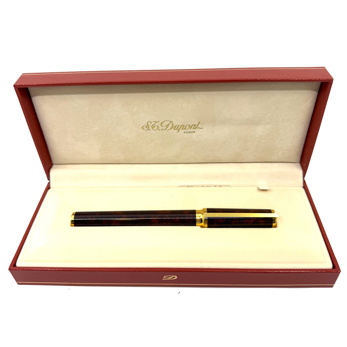S. T. Dupont Montparnasse Chairman (Largest) Tortoiseshell Laque de Chine Fountain Pen - Fine 18kt Gold Nib - Rarely Found in MINT Condition!
