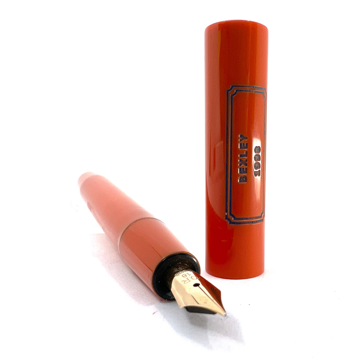 Bexley ULTRA GIANT Limited Edition Black Ebonite Fountain Pen with a Companion Orange Fountain Pen Hidden Inside - Oversized Medium 14kt Gold Nib - Number 00 of 25 that were sold to the Public