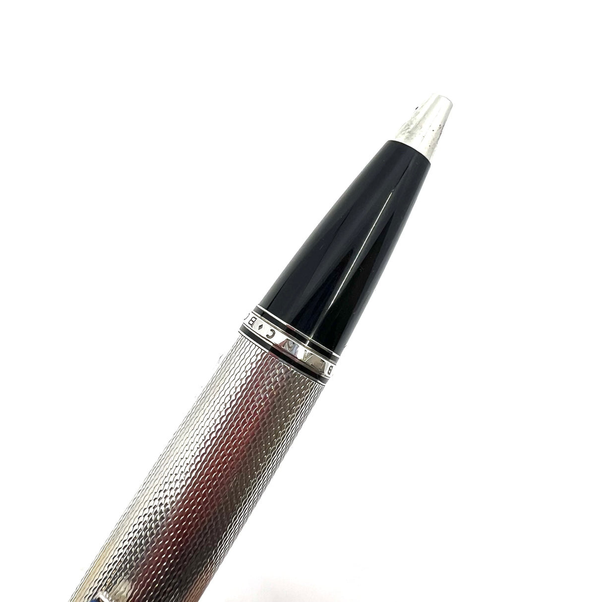 Montblanc Boheme Sterling Silver Barleycorn Ballpoint Pen - Blue Stone in Clip