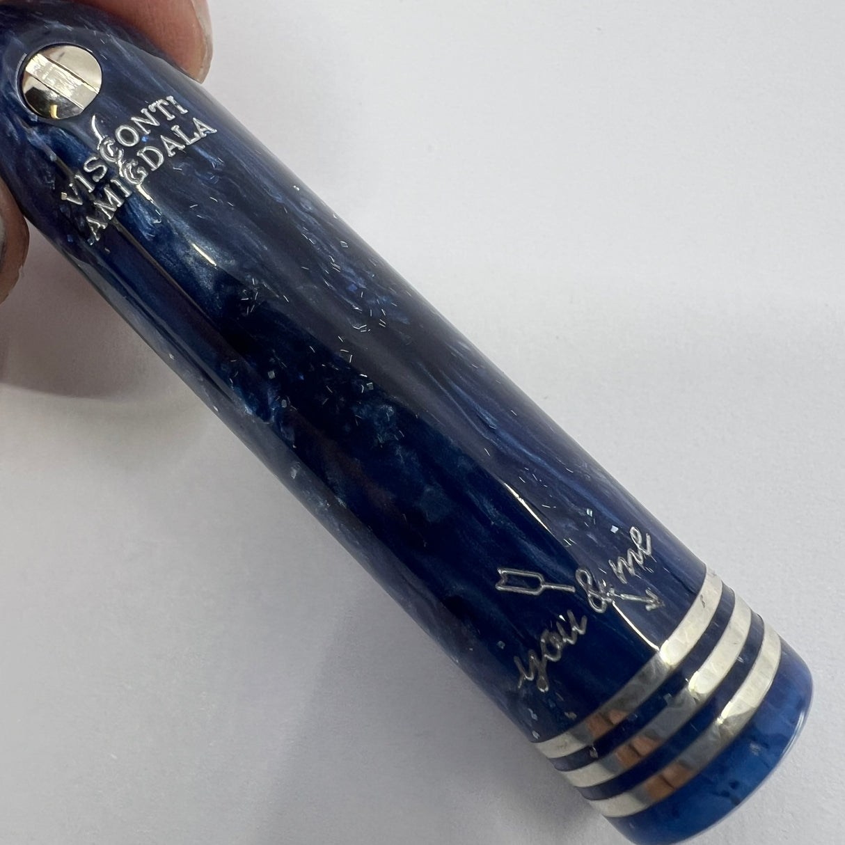 Visconti Amigdala "You & Me" Blue Marbled Limited Edition Fountain Pen - Fine 14kt Gold Nib