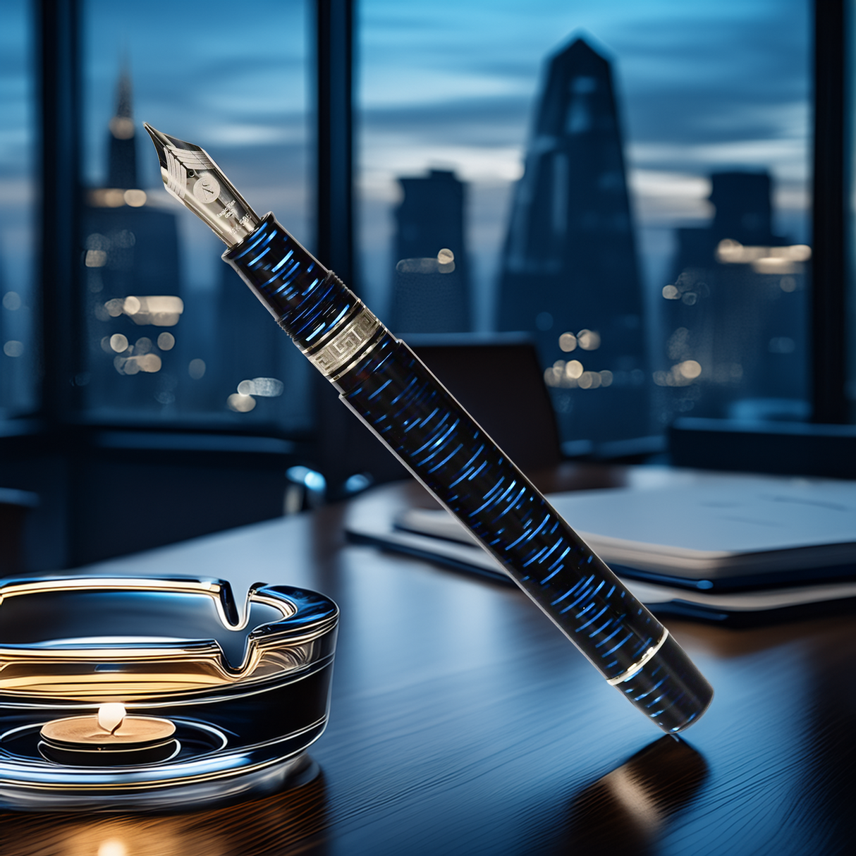 ASC Bologna Extra Blue "Wall Street" Skyscraper Limited Edition Fountain Pen Collection