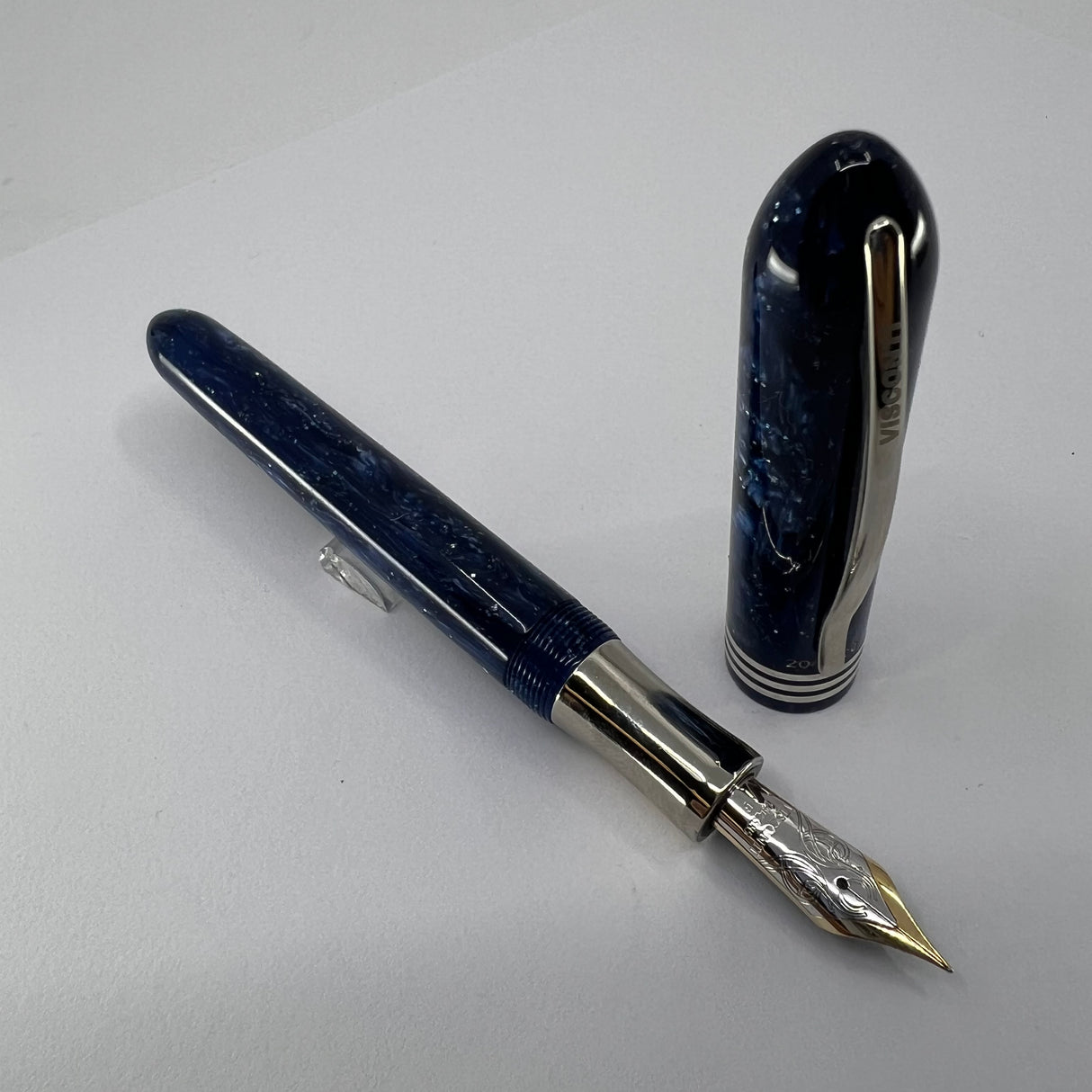 Visconti Amigdala "You & Me" Blue Marbled Limited Edition Fountain Pen - Fine 14kt Gold Nib