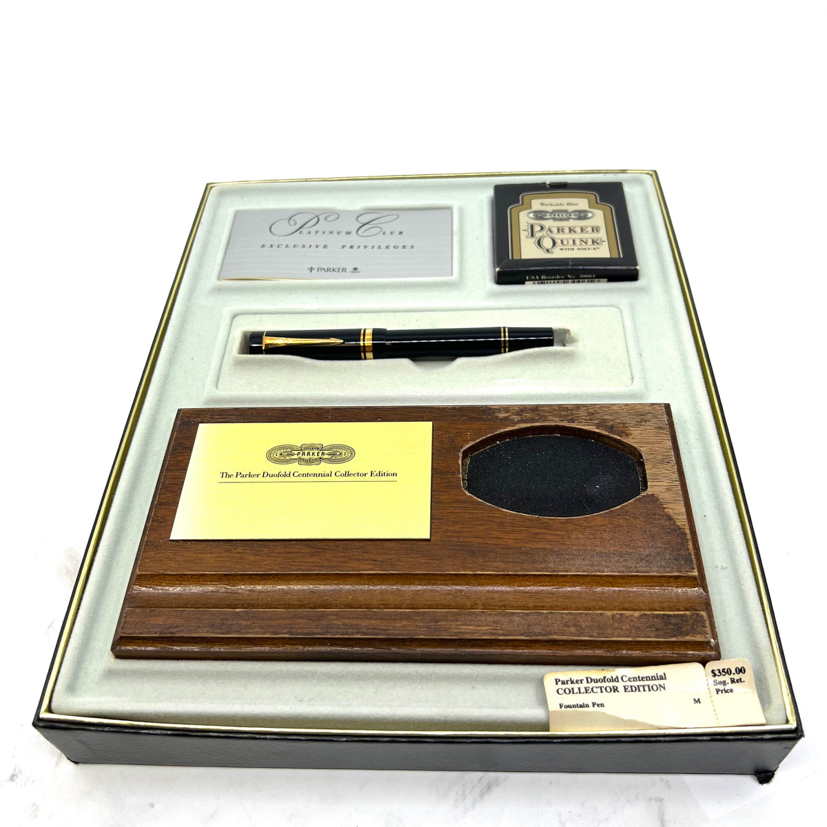 Parker Black Duofold 1888-1988 Centennial Collector Edition - First Year Parker Cap Top Medallion - Medium 18kt Gold Nib