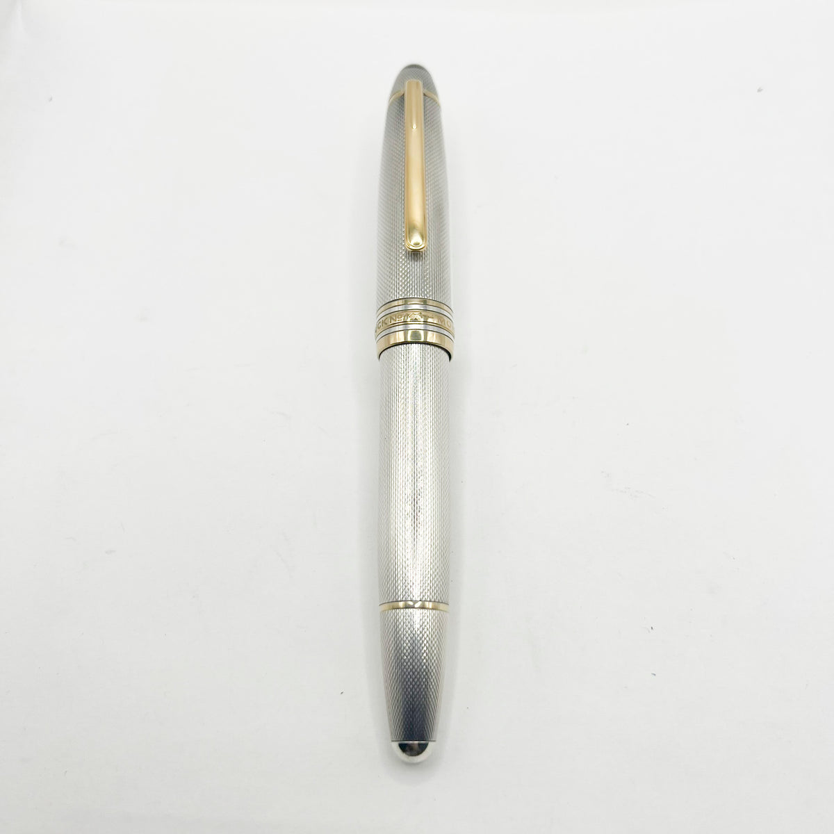 Montblanc Meisterstück Solitaire LeGrand Barleycorn Sterling Silver #146S Fountain Pen - Flexible Fine 18kt Gold Nib
