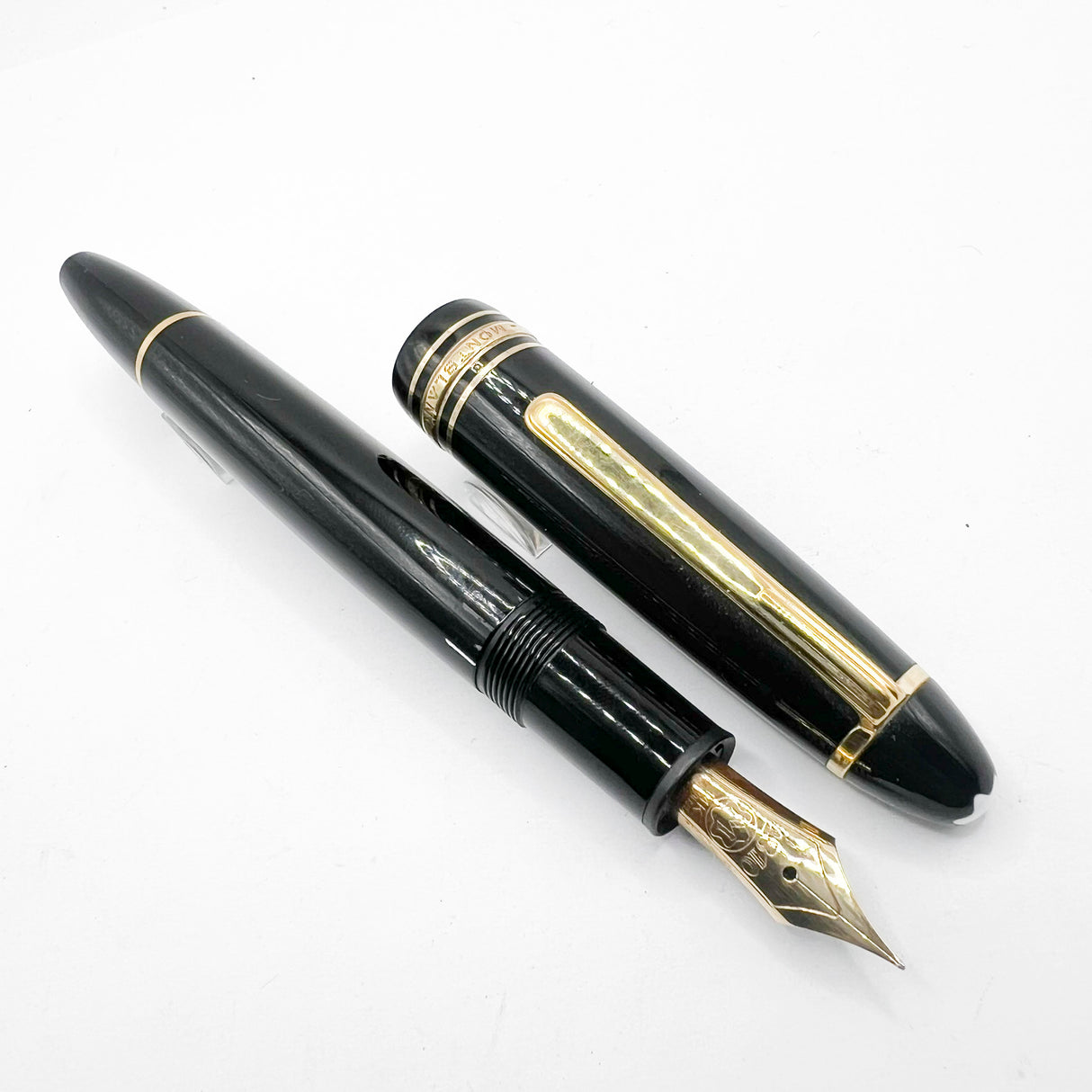 Montblanc Meisterstuck Black Resin #146 LeGrand Fountain Pen - Semi-Flex Extra Fine 14kt Gold Nib