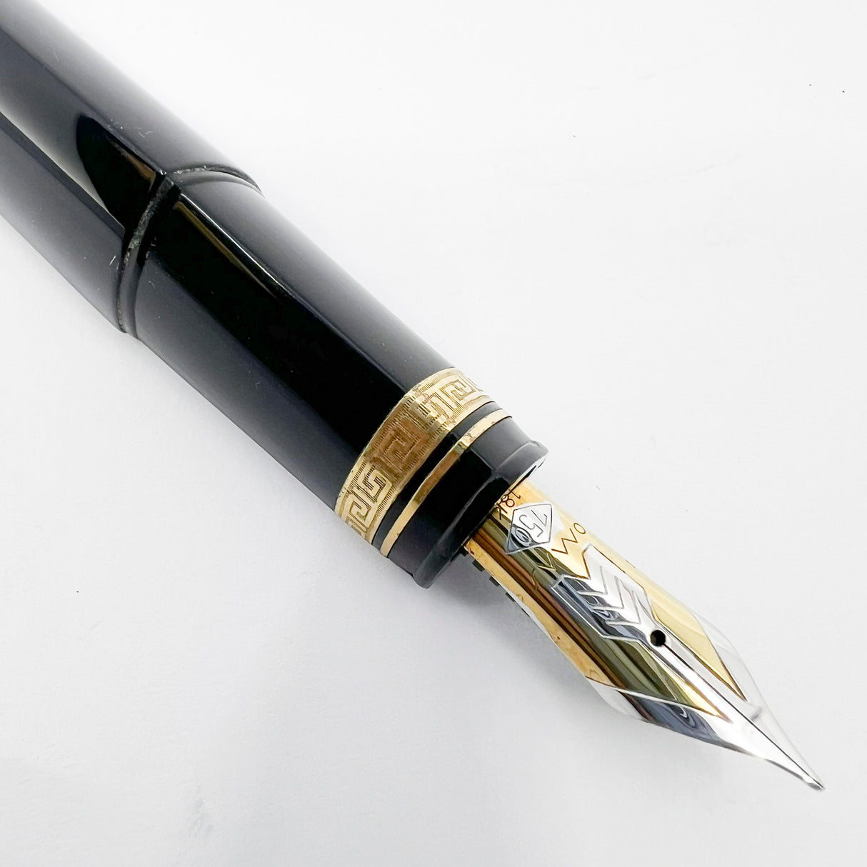 OMAS Blue/Black #360 Oversized Triangulated Fountain Pen - Fine 18kt Gold Nib