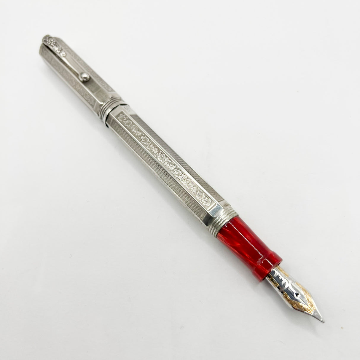 Montegrappa "Special Reserve" Sterling Silver Limited Edition Fountain Pen - Broad 18kt Gold Nib