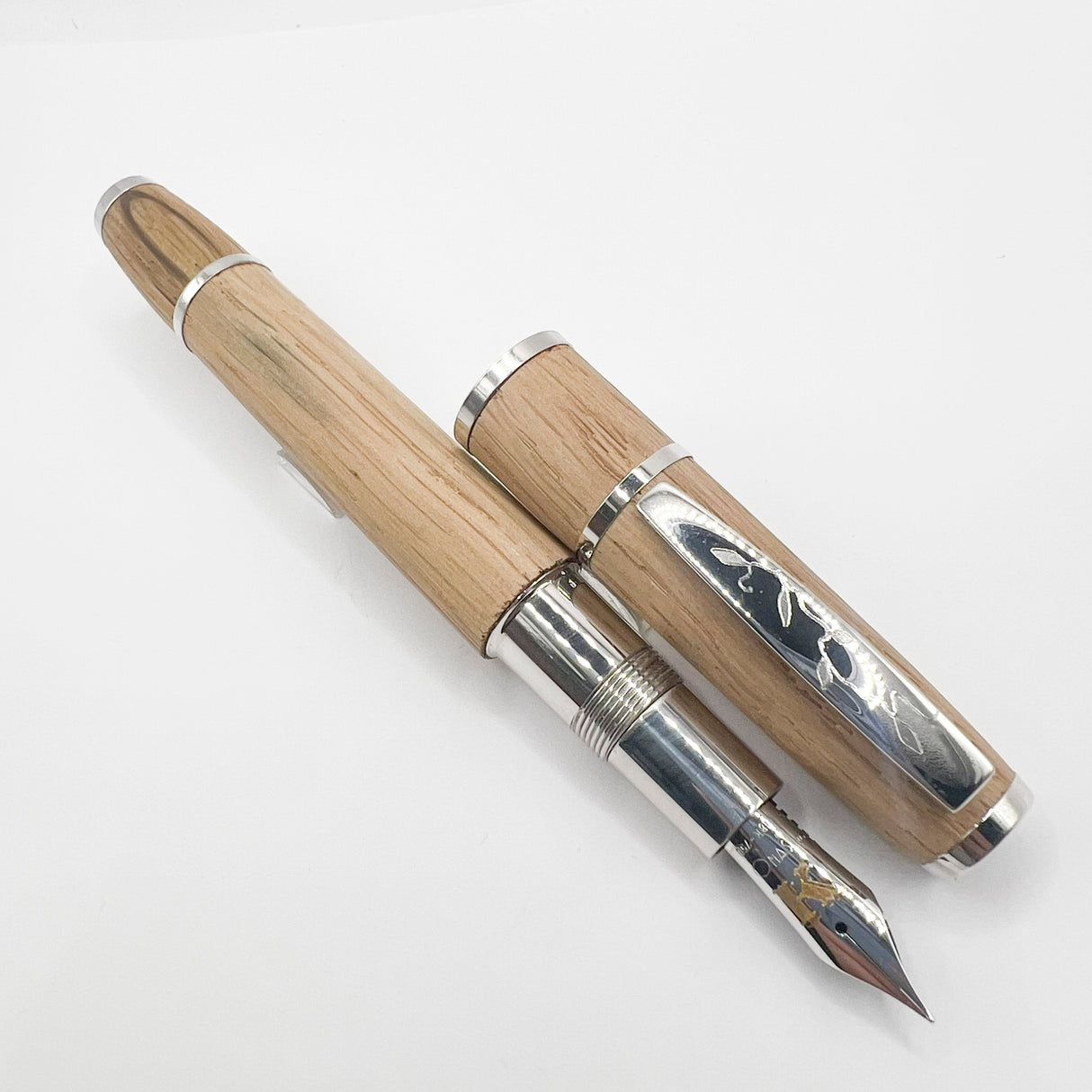 OMAS Krug Limited Edition Oak Wood & Sterling Silver Fountain Pen - Medium 18kt Gold Nib