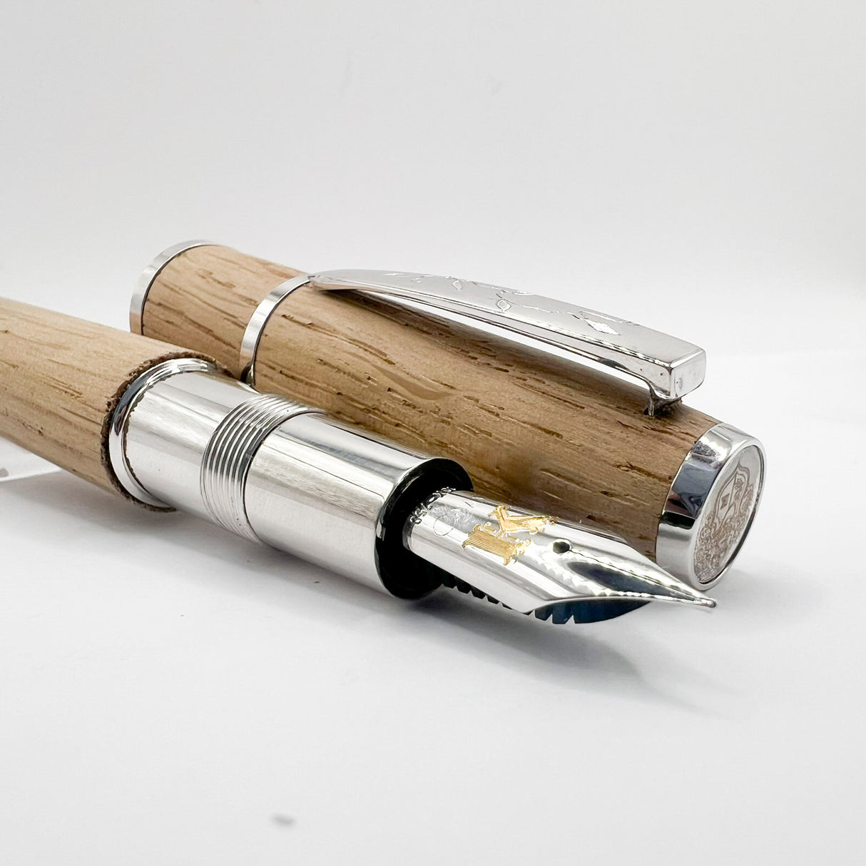 OMAS Krug Limited Edition Oak Wood & Sterling Silver Fountain Pen - Medium 18kt Gold Nib