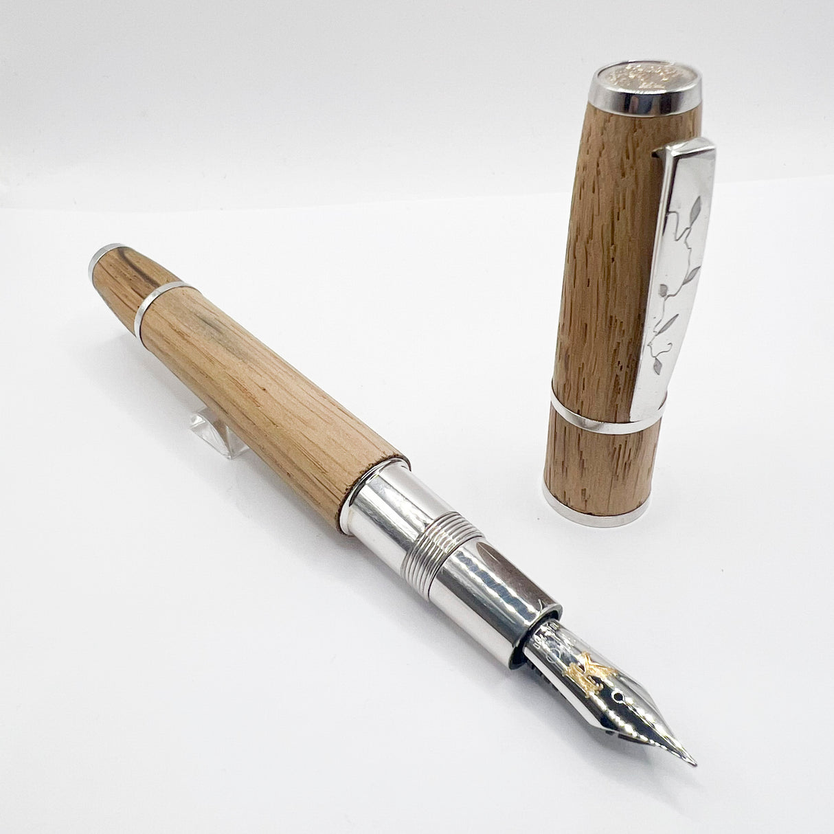 OMAS Krug Limited Edition Oak Wood & Sterling Silver Fountain Pen - Medium 18kt Gold Nib