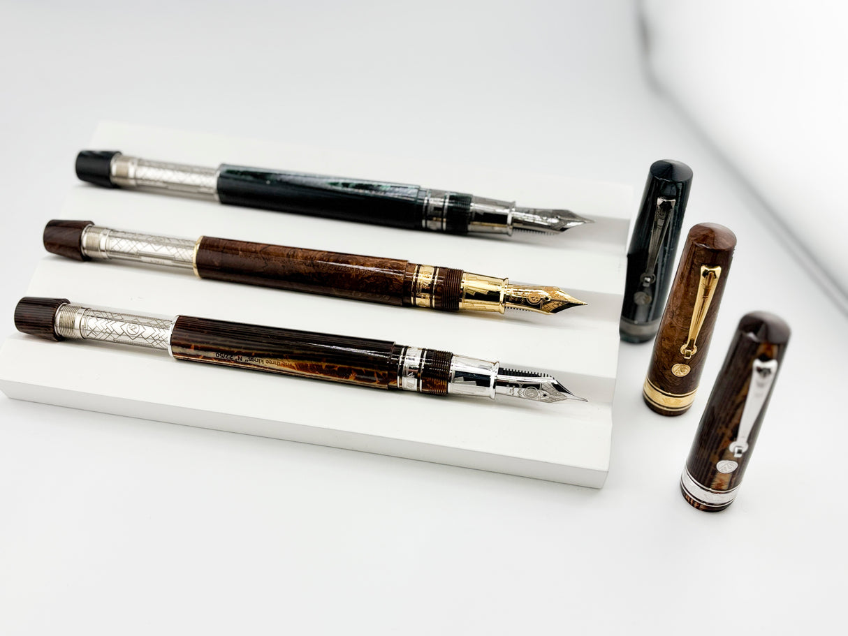 ASC - Armando Simoni Club "THE 3 KINGS SET" The Grail of ASC - Set of 3 Celluloid Fountain Pens with Specialty Flexible Nibs!