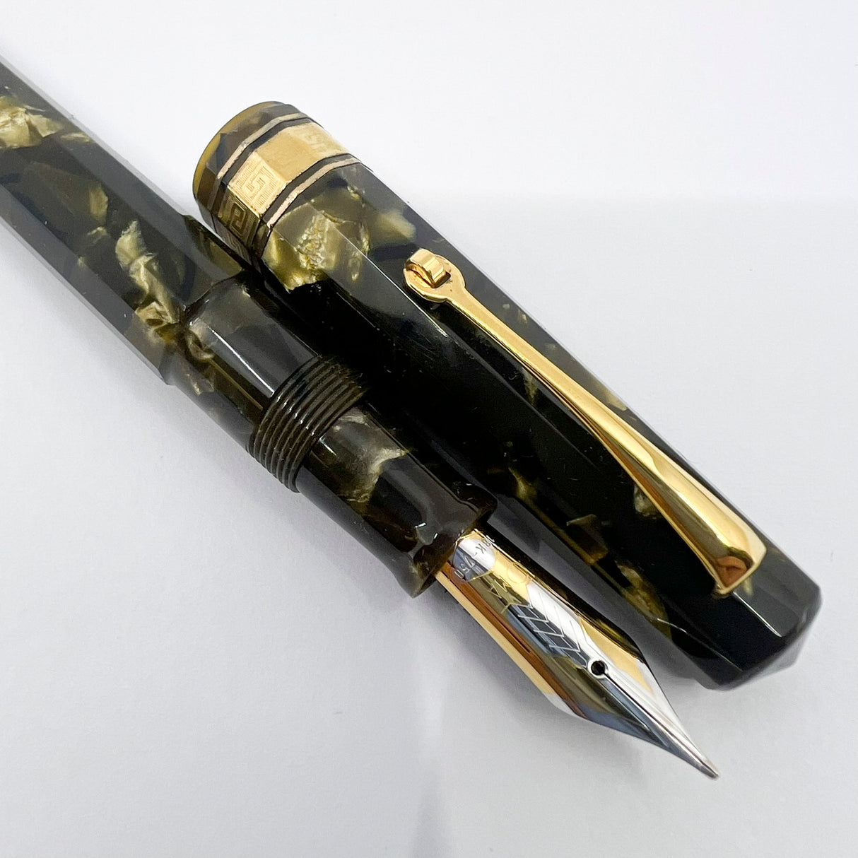 OMAS Paragon Green Saft Celluloid Fountain Pen - Flexible Medium 18kt Gold Nib