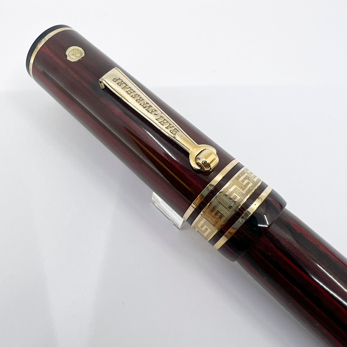 Wahl Eversharp Woodgrain Ebonite Decoband Oversized Fountain Pen - Medium #8 Size 14kt Gold Nib