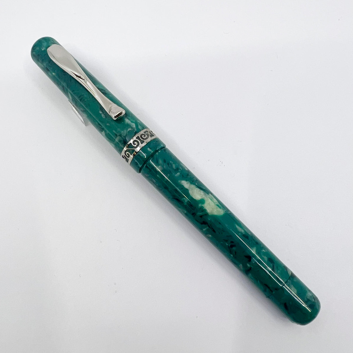 Visconti Florentia Turquoise Green Celluloid LE Fountain Pen Honoring Casa delle Stilografica 50th Anniversary - Fine 18kt Gold Nib