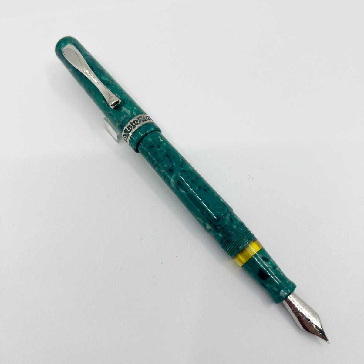 Visconti Florentia Turquoise Green Celluloid LE Fountain Pen Honoring Casa delle Stilografica 50th Anniversary - Fine 18kt Gold Nib