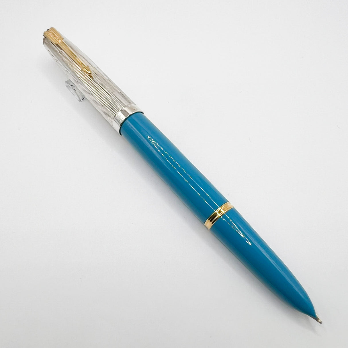 Parker 51 Special Edition Sterling Silver & Vista Blue Fountain Pen - Fine 18kt Gold Nib