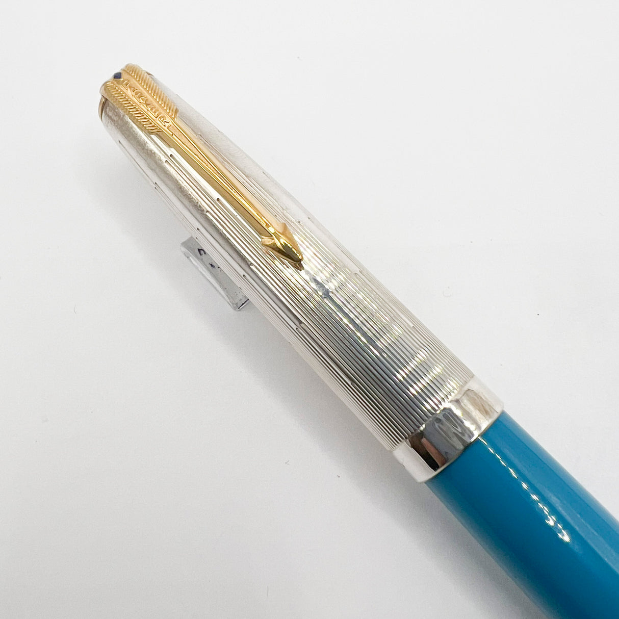 Parker 51 Special Edition Sterling Silver & Vista Blue Fountain Pen - Fine 18kt Gold Nib