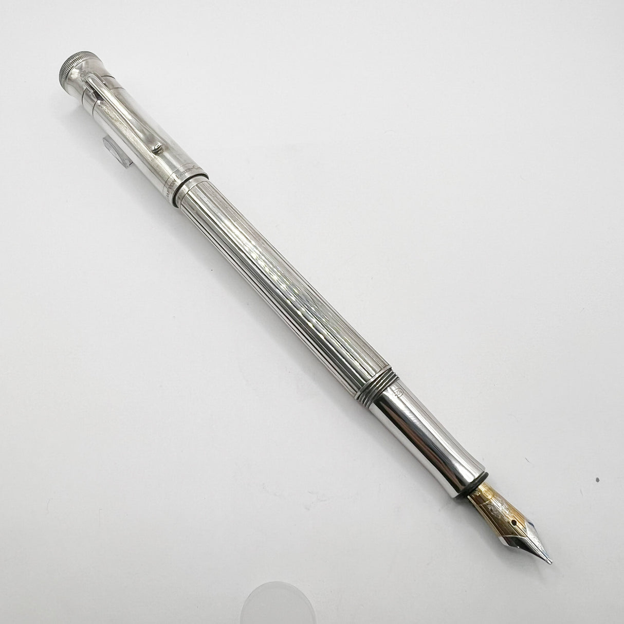 Graf von Faber Castell Sterling Silver Classic Fountain Pen - Broad 18kt Gold Nib