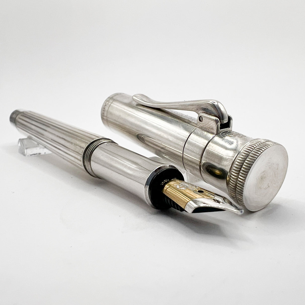 Graf von Faber Castell Sterling Silver Classic Fountain Pen - Broad 18kt Gold Nib