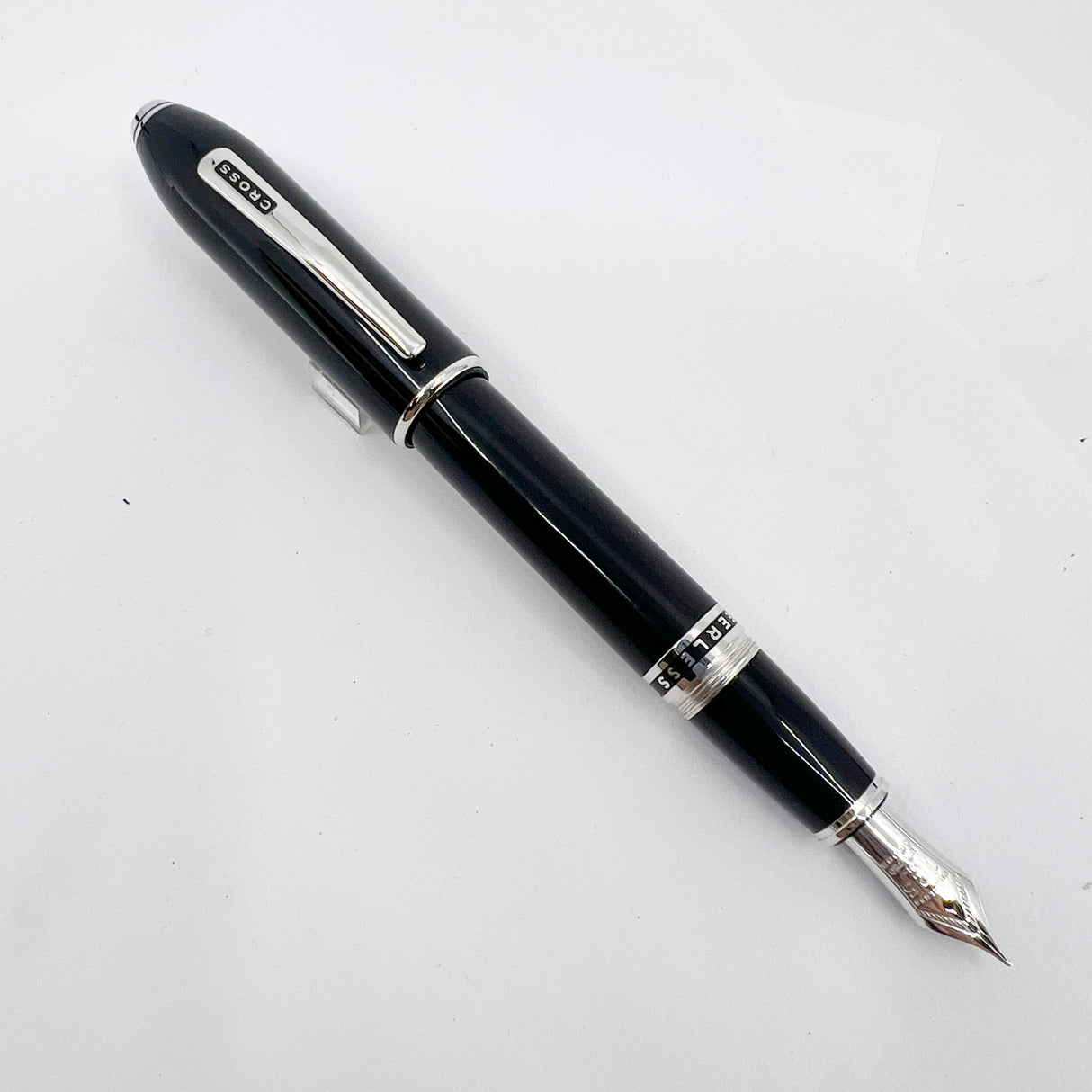 Cross Peerless 125 Black Obsidian Lacquer Fountain Pen - Medium 18kt Gold Nib