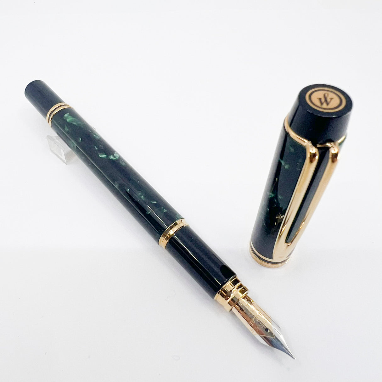 Waterman Rhapsody Marbled Mineral Green Fountain Pen - Fine 18kt Gold Nib