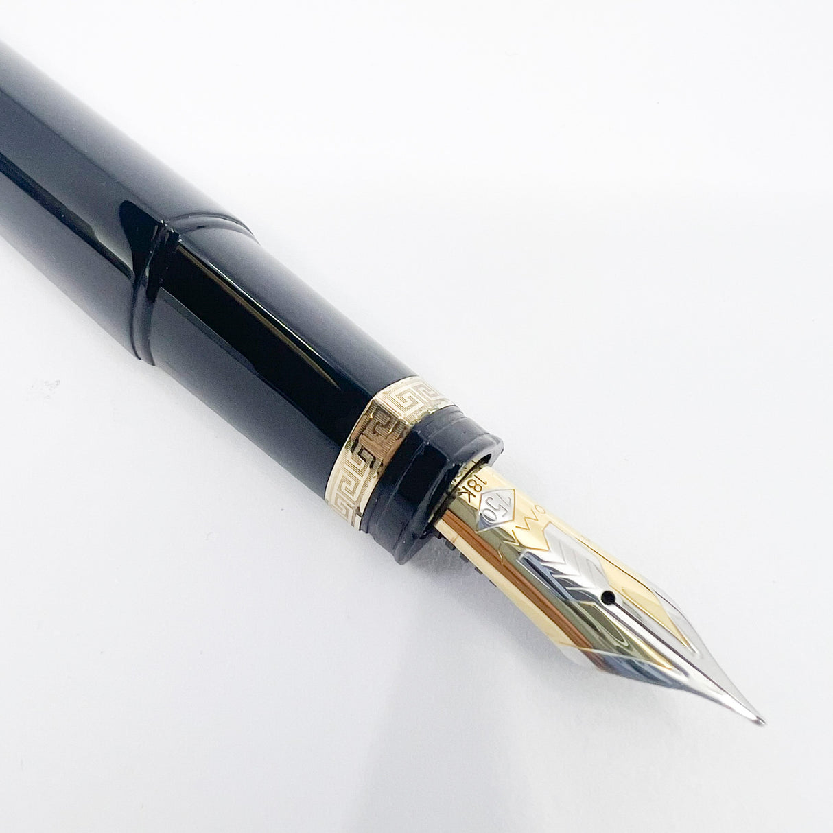 OMAS Oversized Blue/Black #360 Triangulated Fountain Pen - Fine 18kt Gold Nib