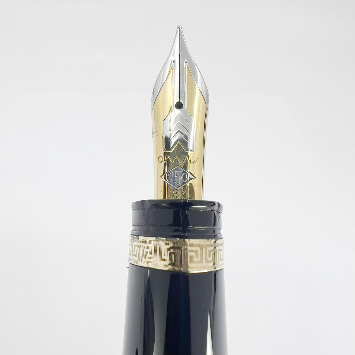 OMAS Oversized Blue/Black #360 Triangulated Fountain Pen - Fine 18kt Gold Nib